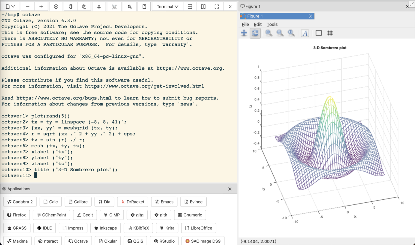 Using a Terminal with Octave and X11 to draw an interactive 3D plot