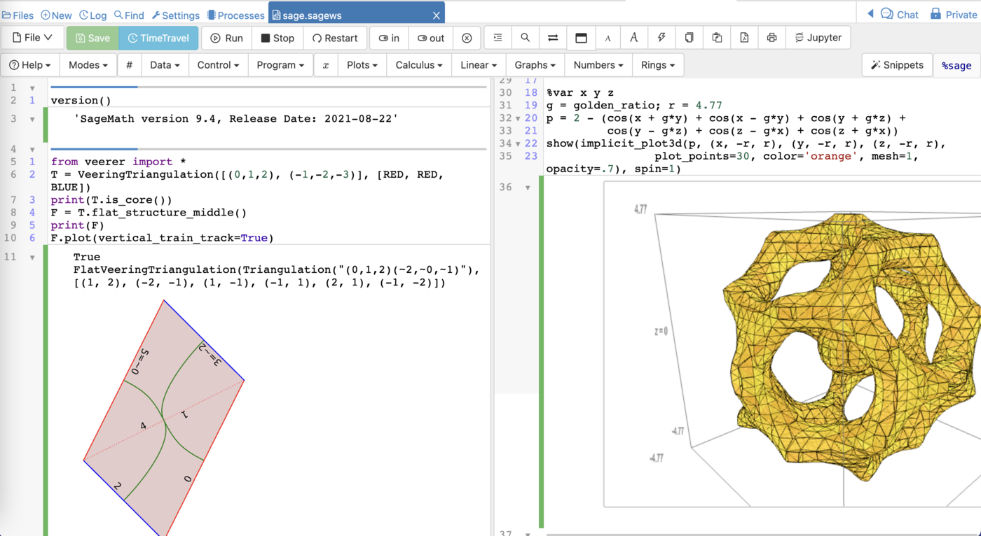 Screenshot illustrating SageMath Online